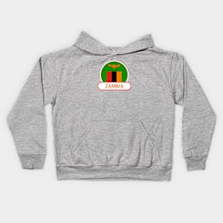 Zambia Country Badge - Zambia Flag Kids Hoodie